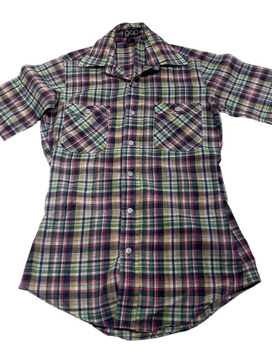 GAP Tops - Vintage 70s GAP Multicolor Plaid Button-Down Shirt Womens Butterfly Collar